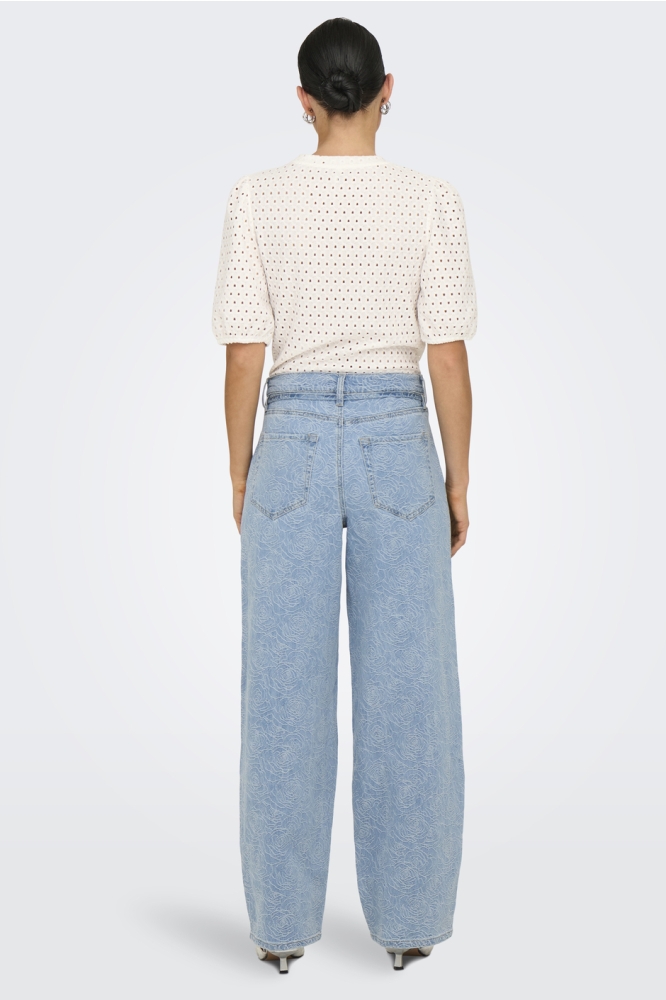 ONLGIANNA MW STRAIGHT FLOWER DNM BJ 15352390 LIGHT BLUE DENIM